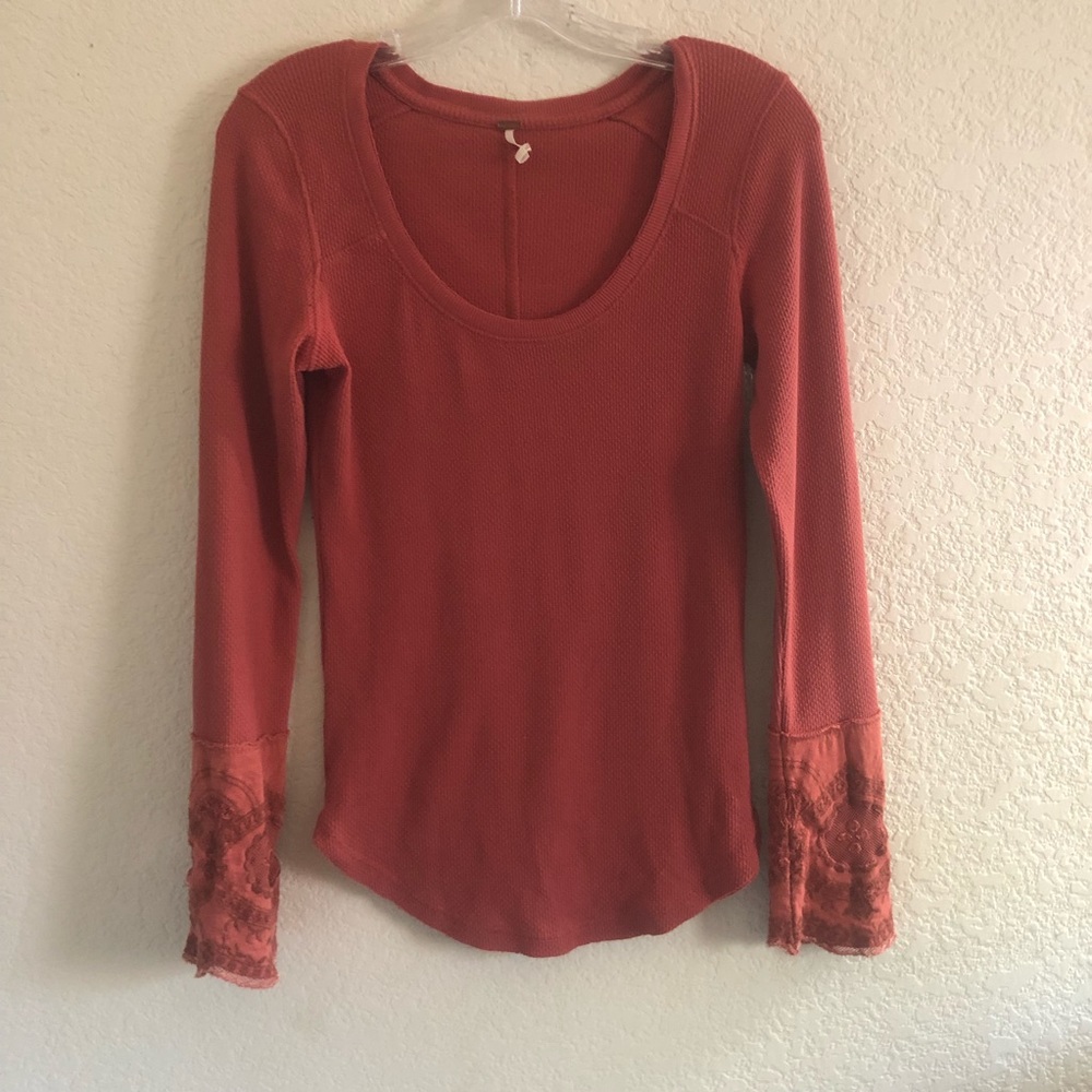 Free People We the Free Thermal Long Sleeve Medium Orange